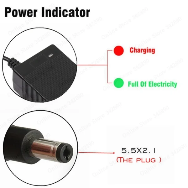 36V 2A Cargador de batería output 42V 2A input 100-240 VAC Lithium Li-ion Li-poly Charger For 10Series 36V Battery