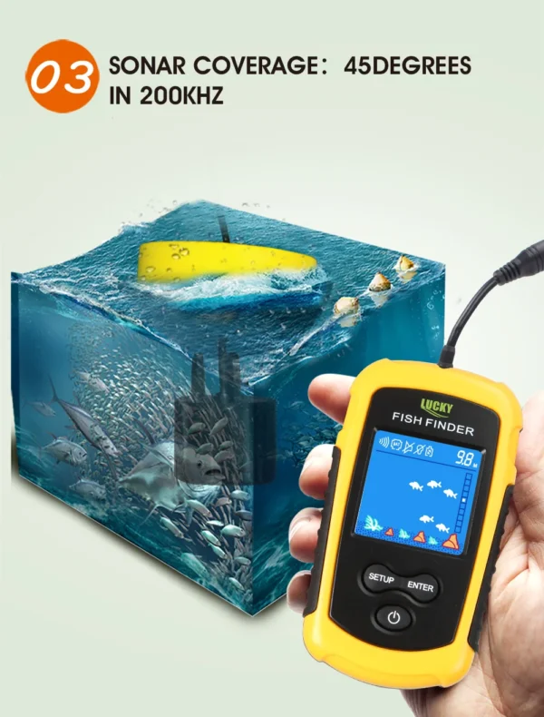 Sonar para encontrar peces 45 grados radar