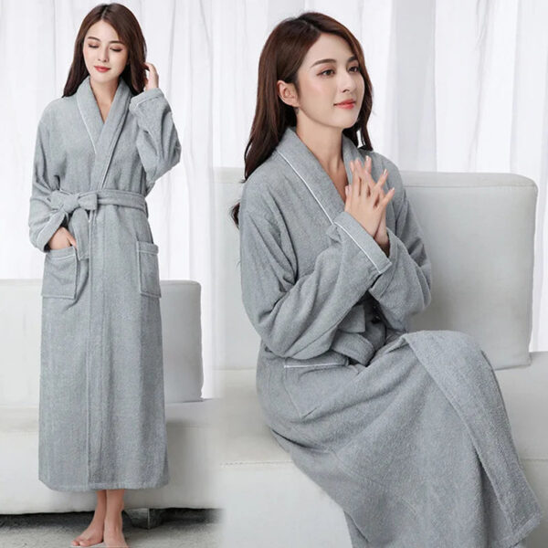 100% Cotton Toweling Terry Extra long Robe Lovers Soft Bath Robe Men And Women Nightrobe Sleepwear Male Casual Home Bath