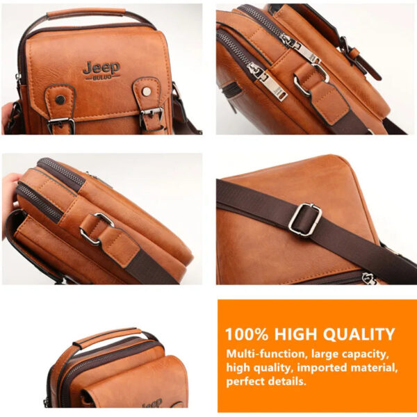 JEEP BULUO Multi-function Business Handbags Men New Man's Shoulder Bag Large Capacity Leather Messenger Bag Crossbody Bi