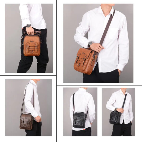 JEEP BULUO Multi-function Business Handbags Men New Man's Shoulder Bag Large Capacity Leather Messenger Bag Crossbody Bi