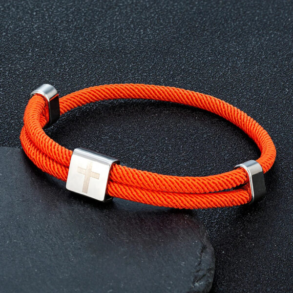 MKENDN Minimalist Men Women Adjustable Nautical Rope Square Cross Bracelet For Lovers Couple Bracelets Jewelry Easter Gi