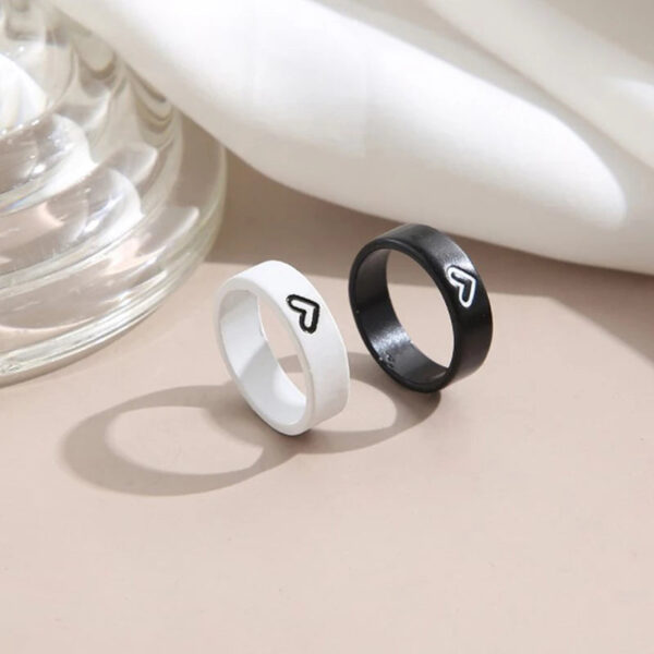 2Pcs Love Heart Matching Anniversary Couples Stuff Rings Ins Net Red For Women Men Valentines Day Aesthetic Jewelry Gift